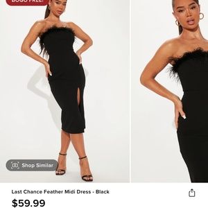 Black feather midi dress